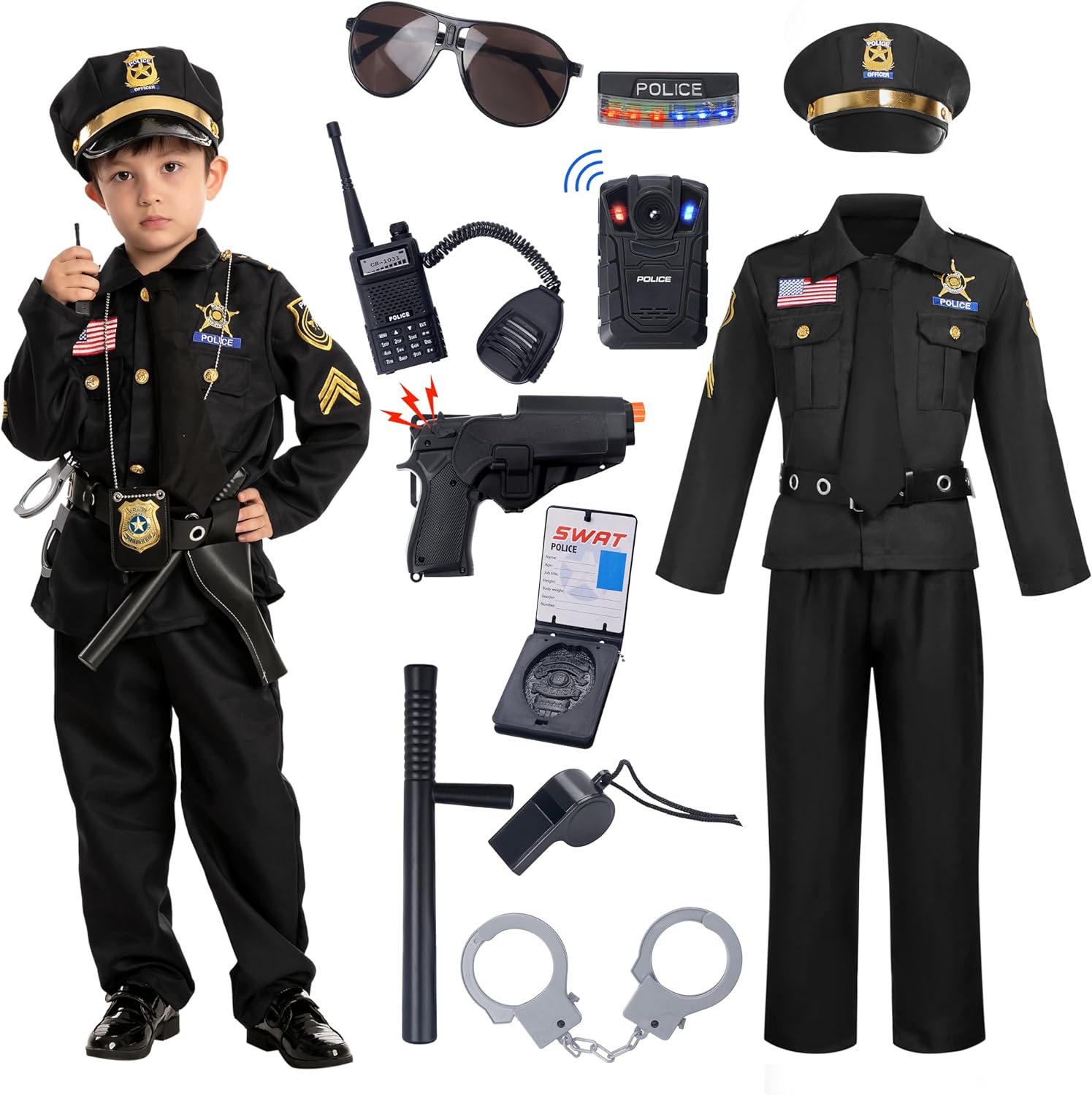 14PCS Halloween Police Costume for Kids - Fun RolePlay Set