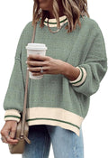 Women's Oversized Crewneck Sweater - Cozy Ribbed Pullover