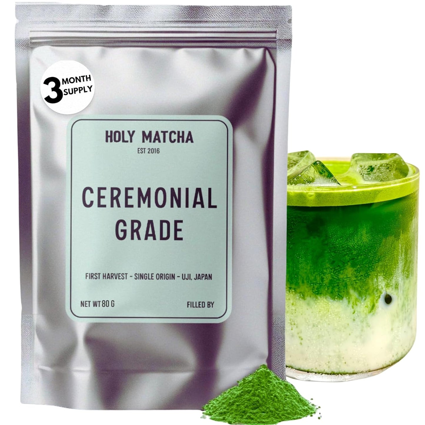 Holy Matcha Ceremonial Green Tea Powder for Natural Energy