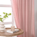 Blush Pink Curtains 2 Panels 84 in Crochet Lace Sheer Drapes - Soft