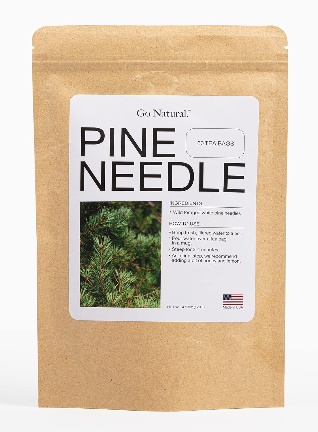 Pine Needle Tea from Wild-Foraged Eastern White Pines - 60 Count