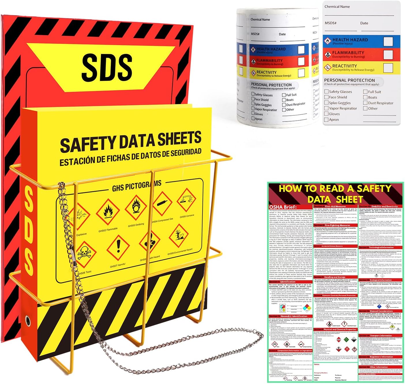 Lontcs MSDS SDS Binder and Wall Station Set for Safety
