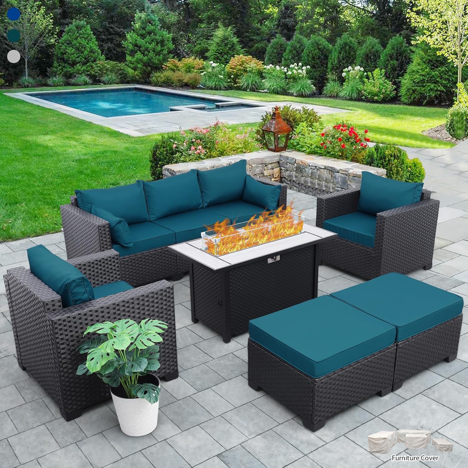 Outdoor Patio Furniture Set with 60000 BTU Fire Pit Table