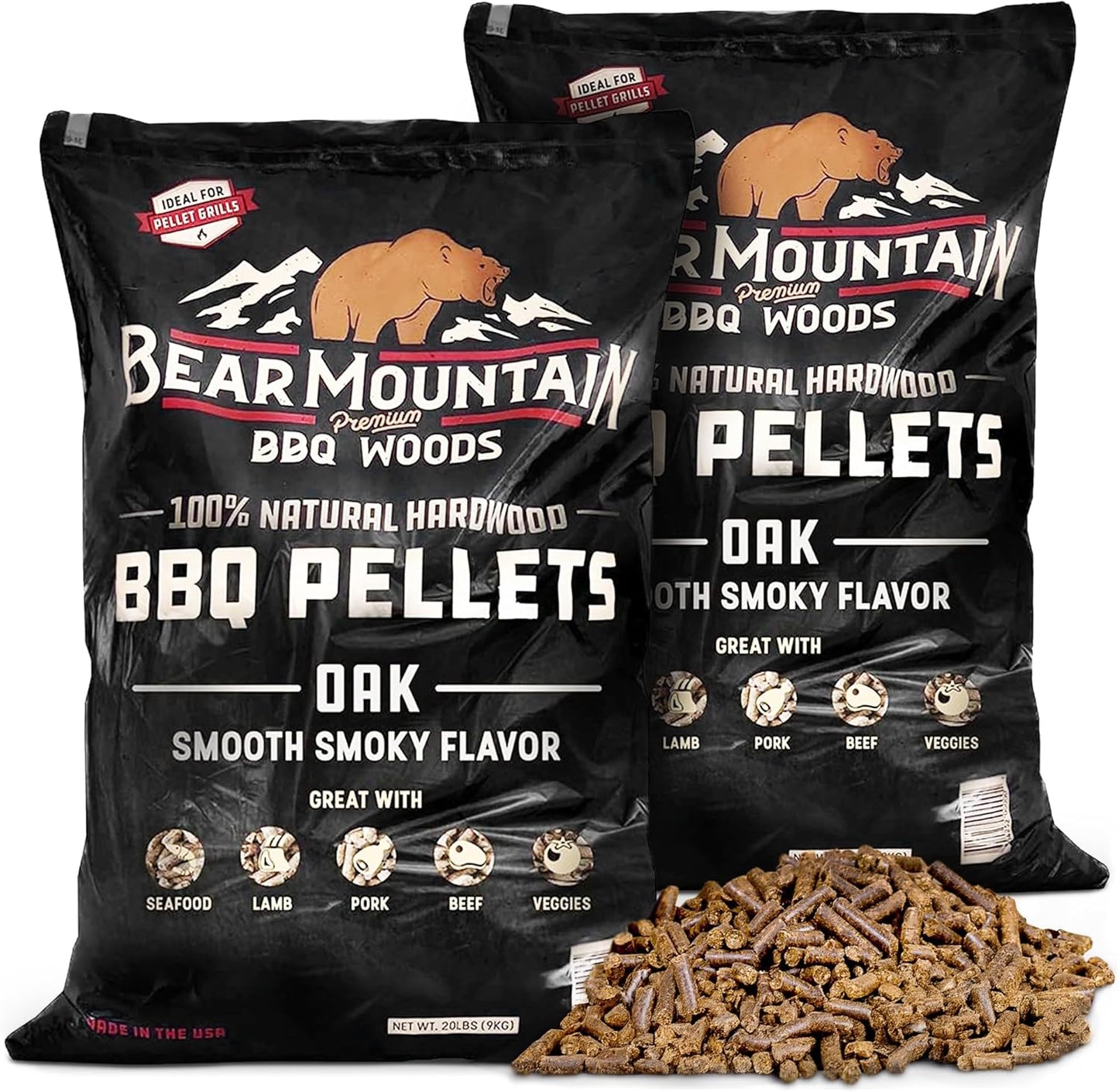 Bear Mountain 2-Pack All Natural Oak Wood Pellets for BBQ Grilling