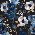 Navy Blue Floral Peel and Stick Wallpaper 17.4in x 393in - Vintage