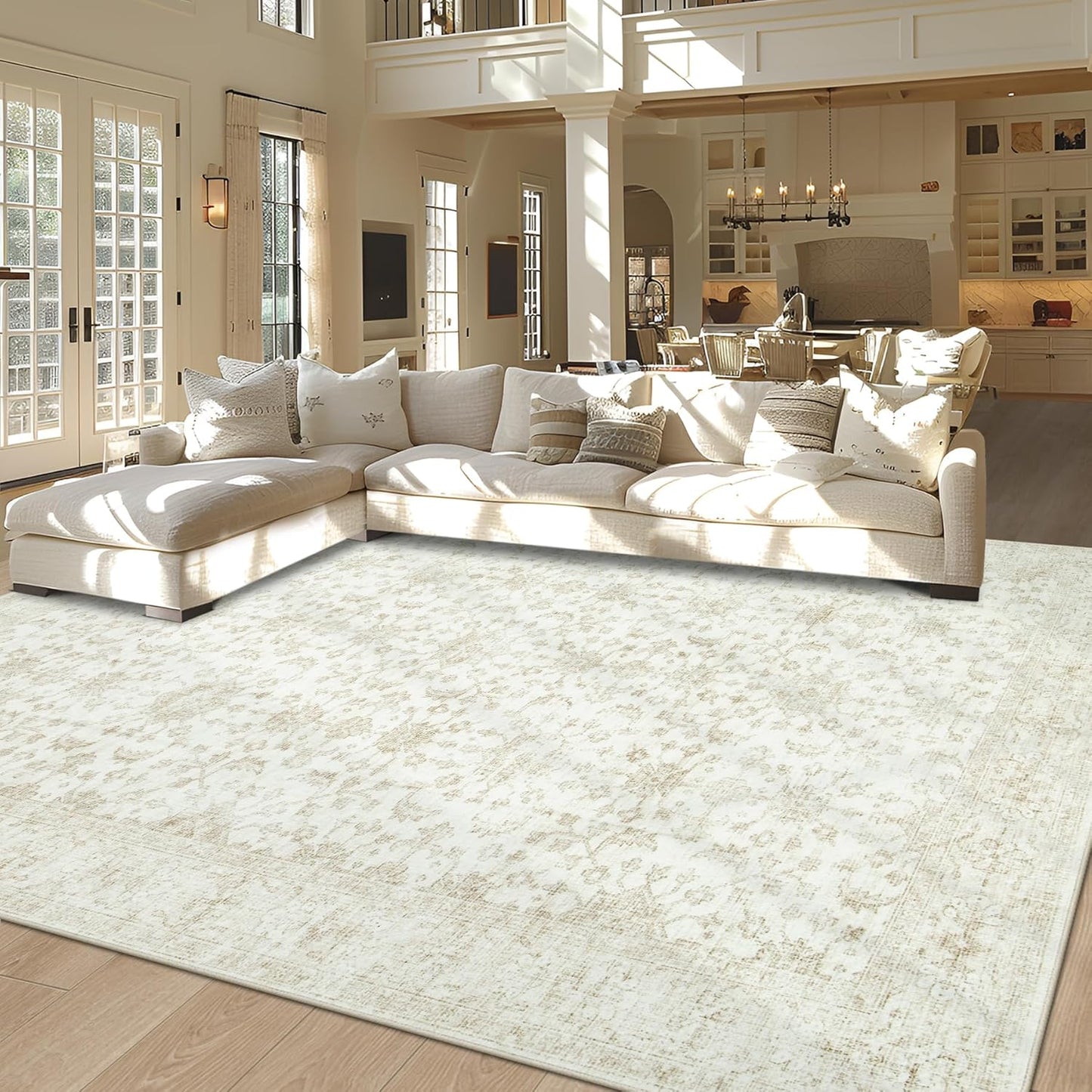 Soft Vintage Washable Area Rug 9x12 for Living Room and More
