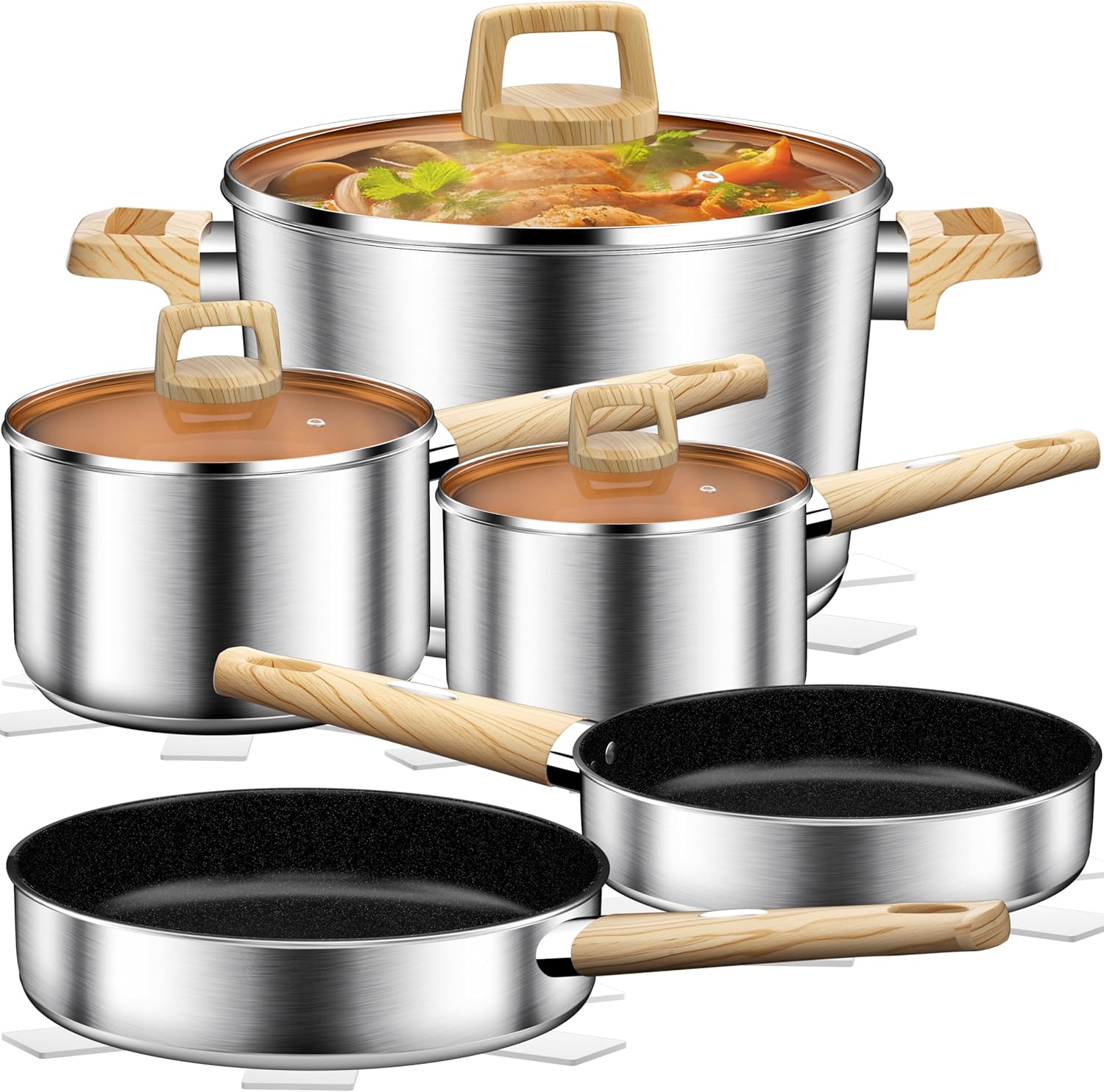 Stainless Steel Cookware Set 13pcs for Versatile Kitchen Use