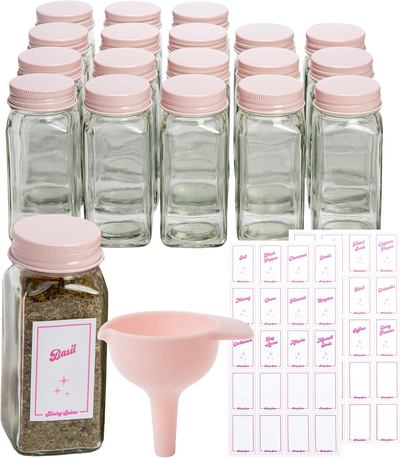 Paris Hilton Glass Spice Jar Storage Set for Stylish Kitchens