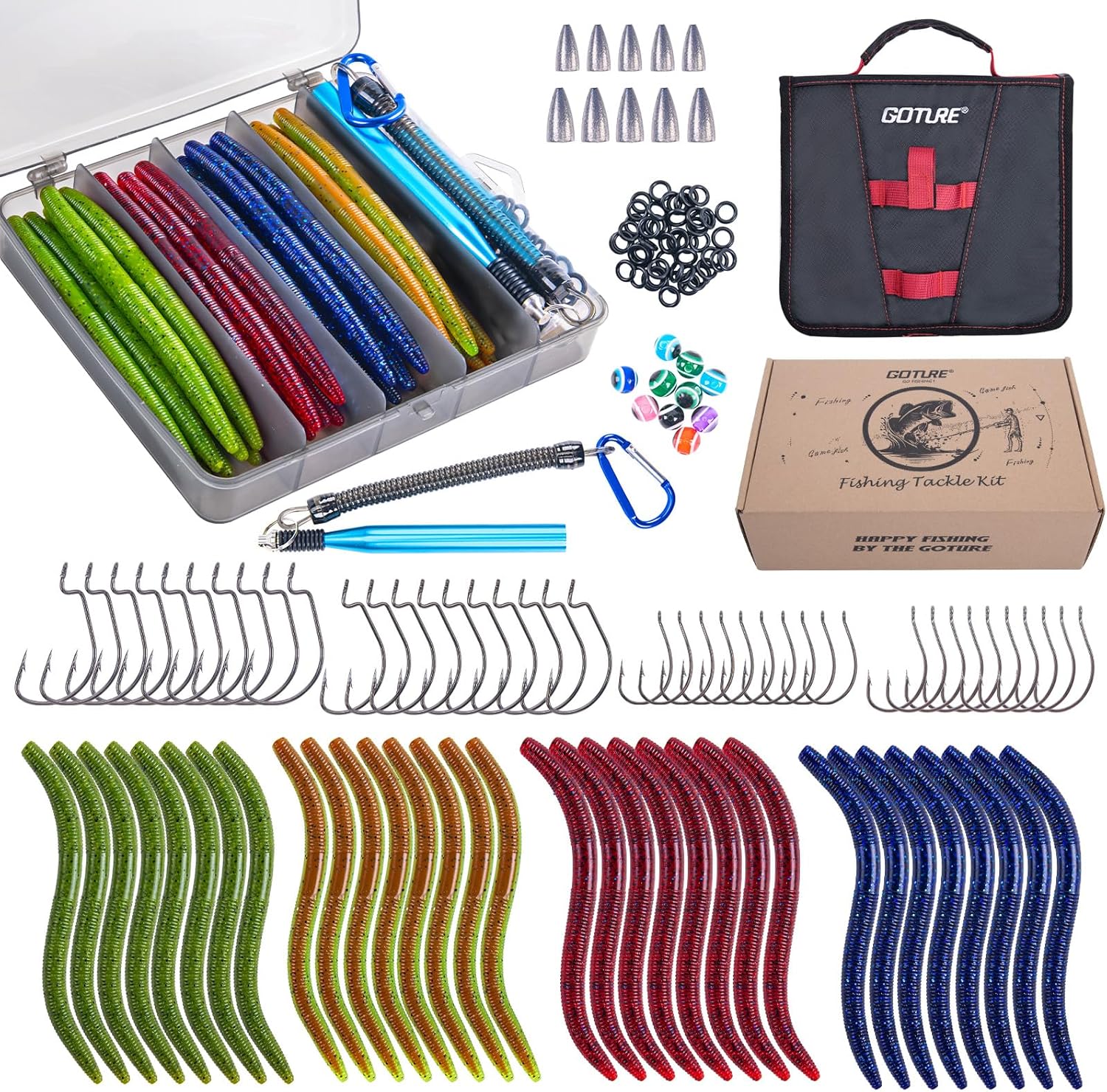 Goture Wacky Worm Fishing Lure Kit for Anglers and Beginners