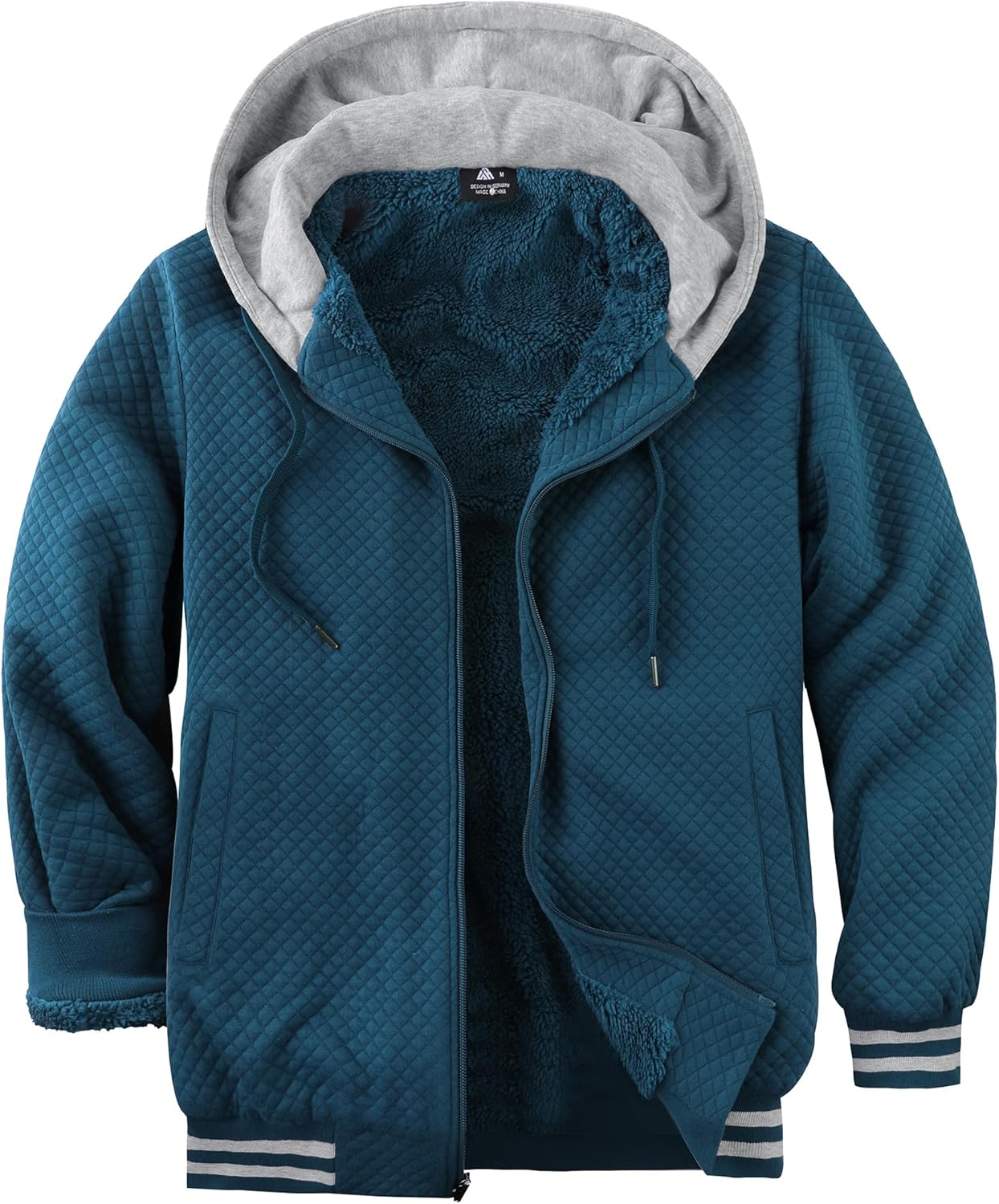 ZITY Men's Zip Up Hoodie Sherpa Lined Heavyweight Jacket