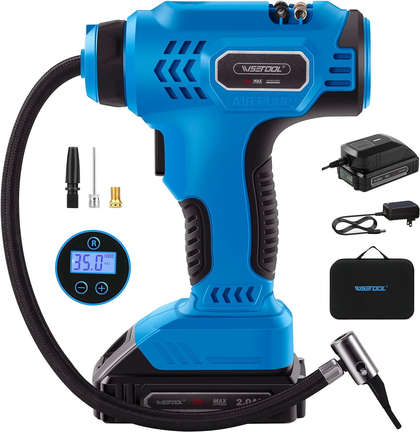 WISETOOL Cordless Tire Inflator: Portable Power Pump