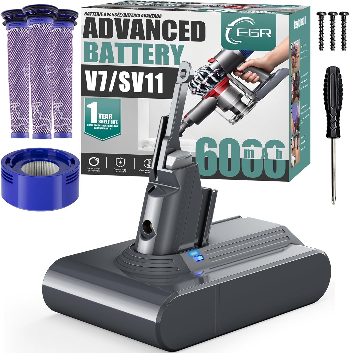 6000mAh Battery for Dyson V7 Vacuums
