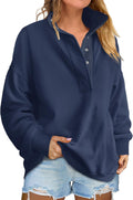 Women's Casual Oversized Sweatshirt in Classic Henley Style