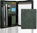 Leather Portfolio with Zipper A4 Padfolio - Organized Professional