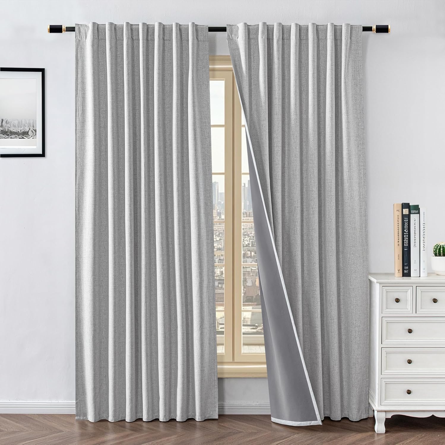 100% Blackout Curtains for Living Room - 108 Inch Light Blocking