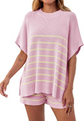 Fisoew Women's Striped 2 Piece Outfits for Summer Comfort