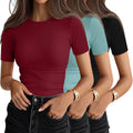 Stylish Women's Ribbed T-Shirt 3 Pack by Ficerd for Summer Wear