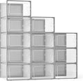 X-Large Clear Shoe Storage Boxes 12 Pack - Stackable ABS Organizers