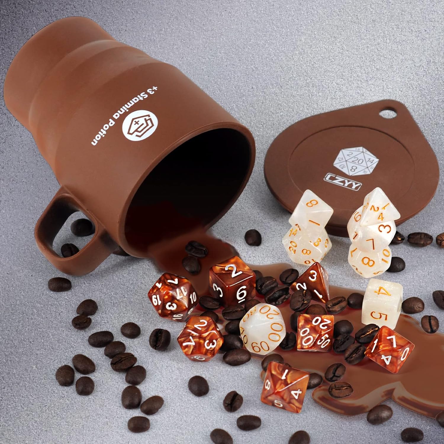 DND Coffee Dice Set + Stamina Mug - 14 PCS