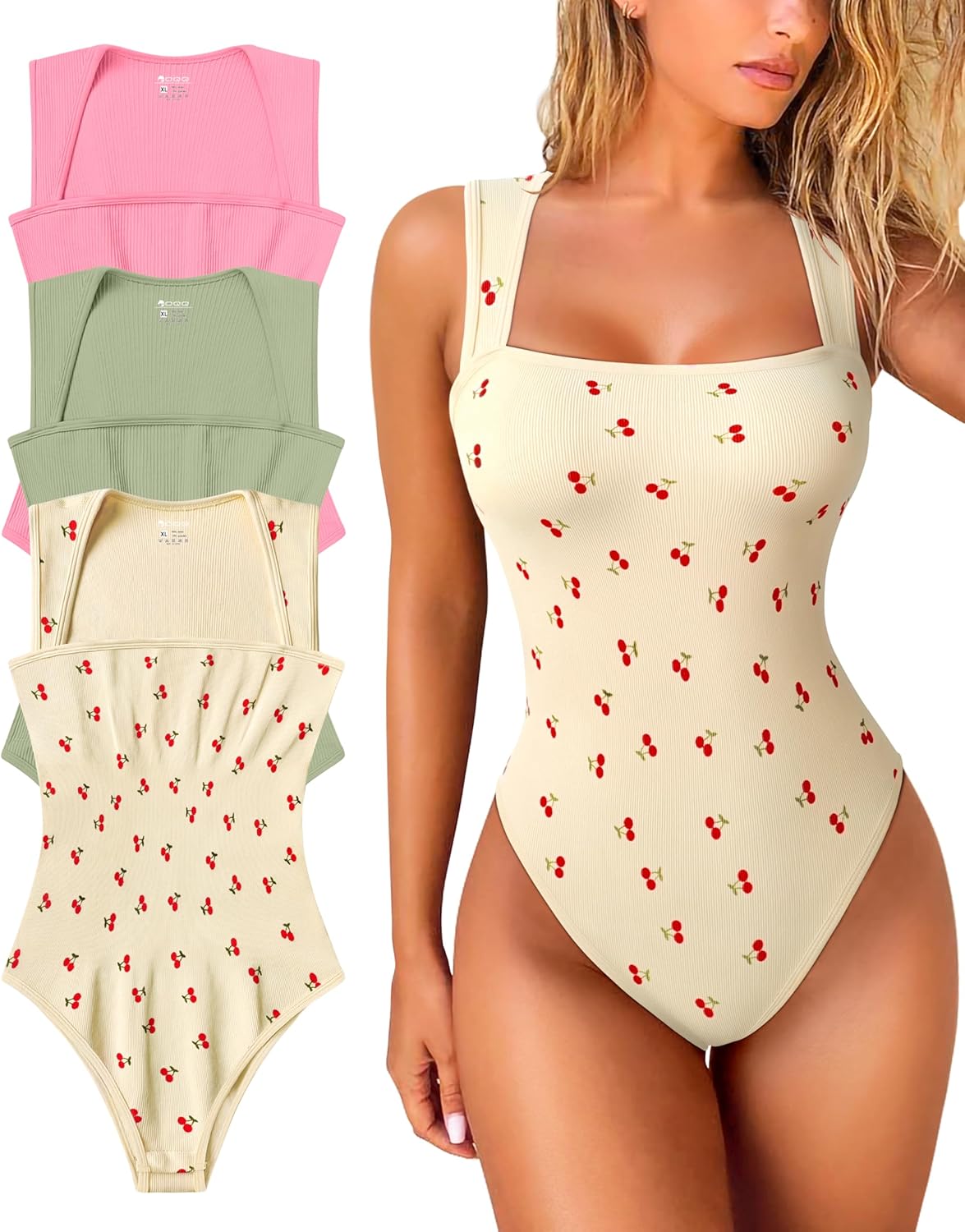 OQQ Women's 3 Piece Bodysuits with Tummy Control and Style