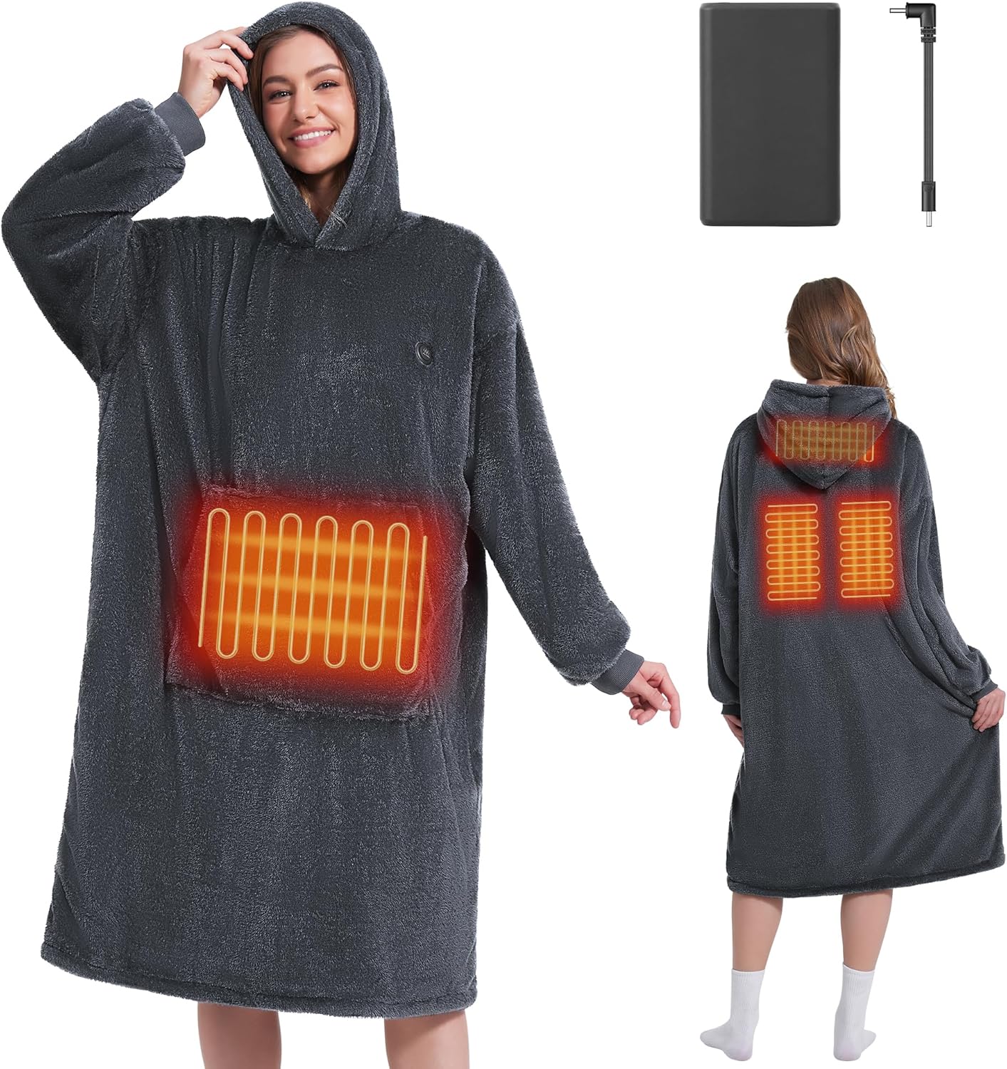 PETREL Cordless Heated Hoodie Blanket - Cozy Anywhere!
