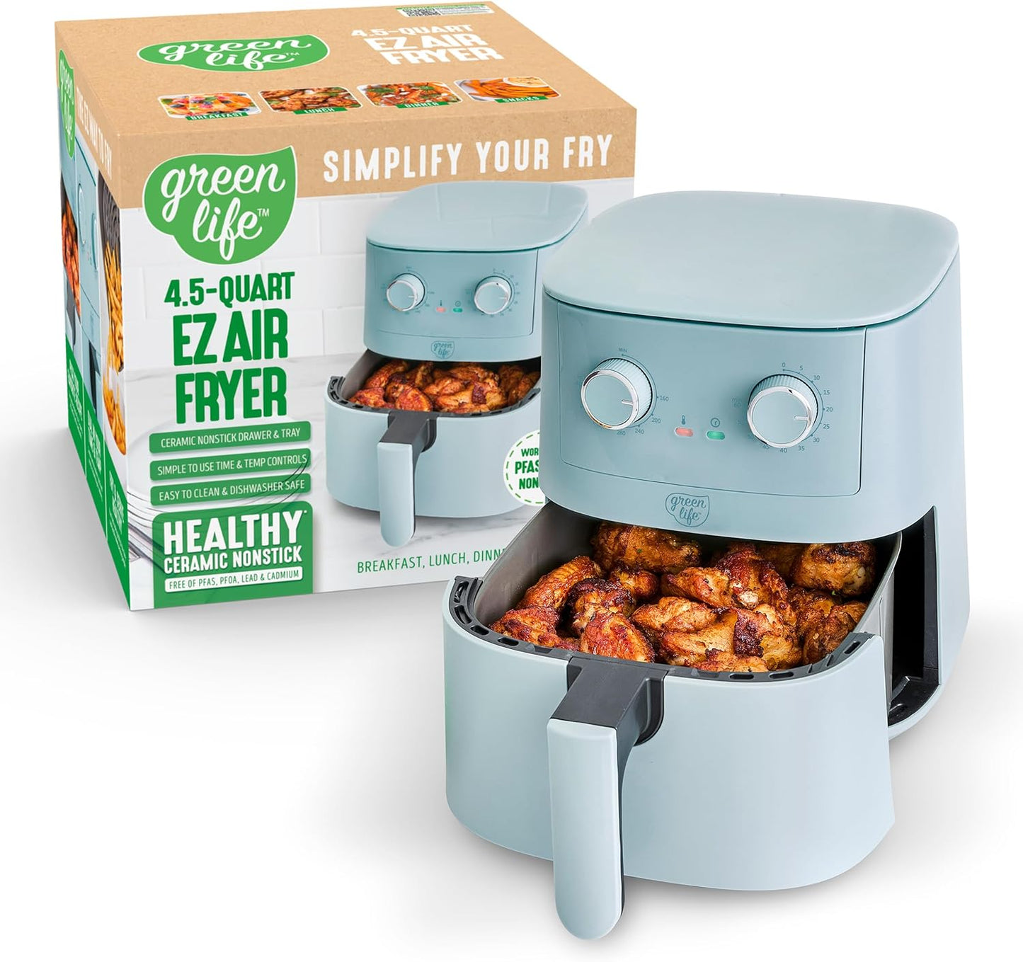 GreenLife 4.5QT Air Fryer with PFAS-Free Ceramic Nonstick