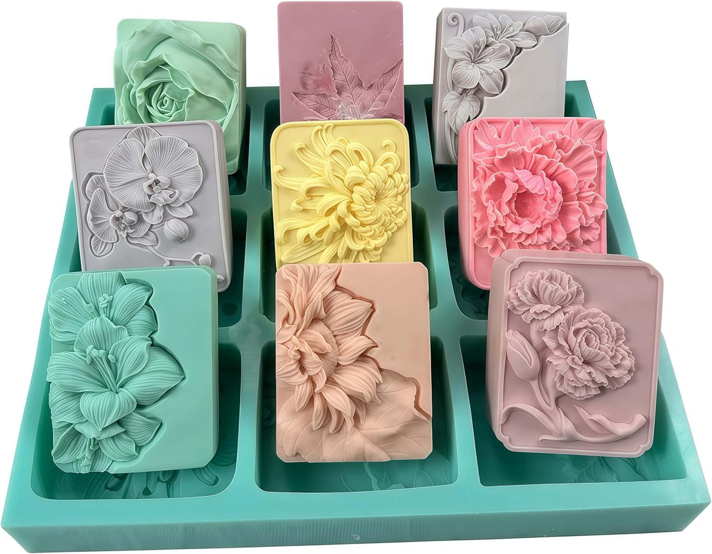 9 Cavities Mixed Flower Soap Mold for Handmade Soap Making
