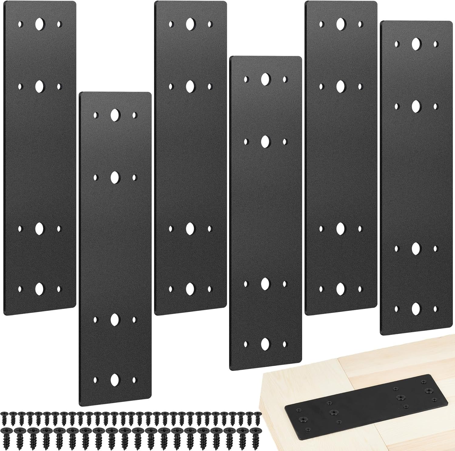 Tandefio 6 Pcs 10in x 3in Steel Flat Plates for Mending Projects
