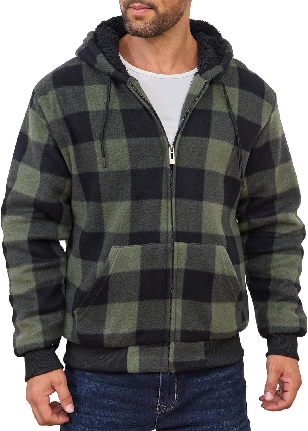 Hoodies for Men Full Zip Up Fleece Warm Thick Jackets