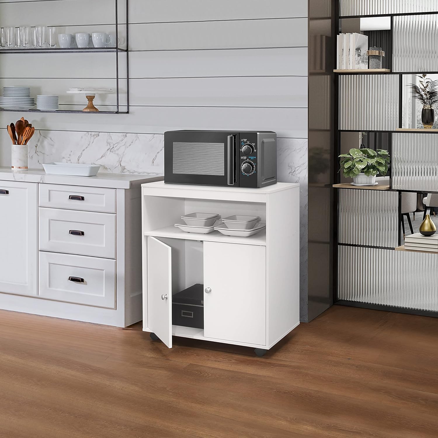 Kings Brand White Kitchen Cart - Convenient Storage