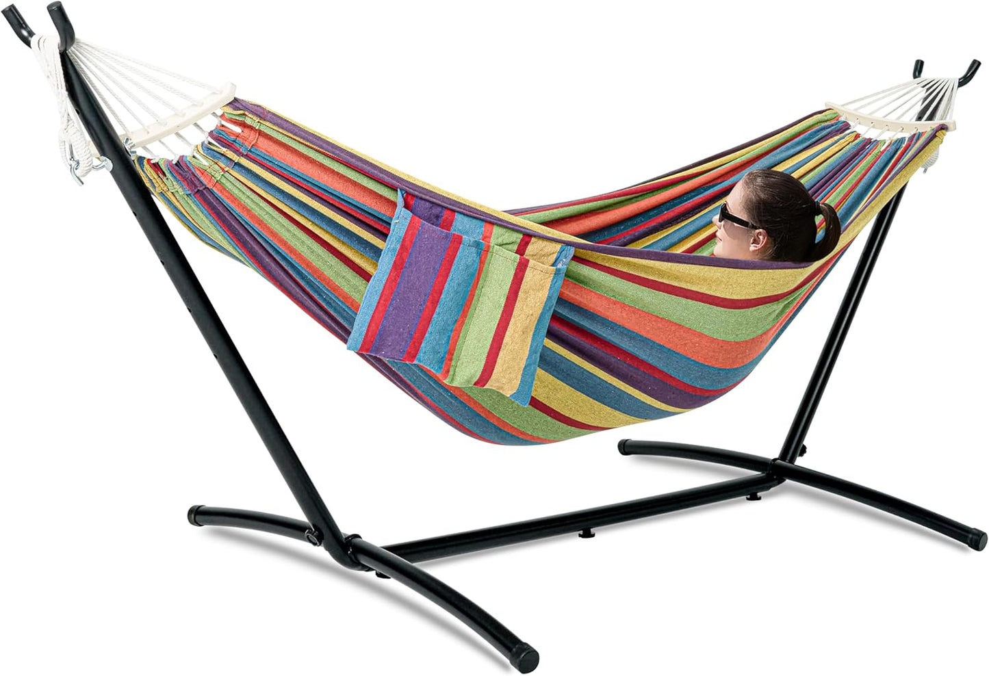 Double Hammock with Stand for Outside, Heavy Duty 600lbs Capacity