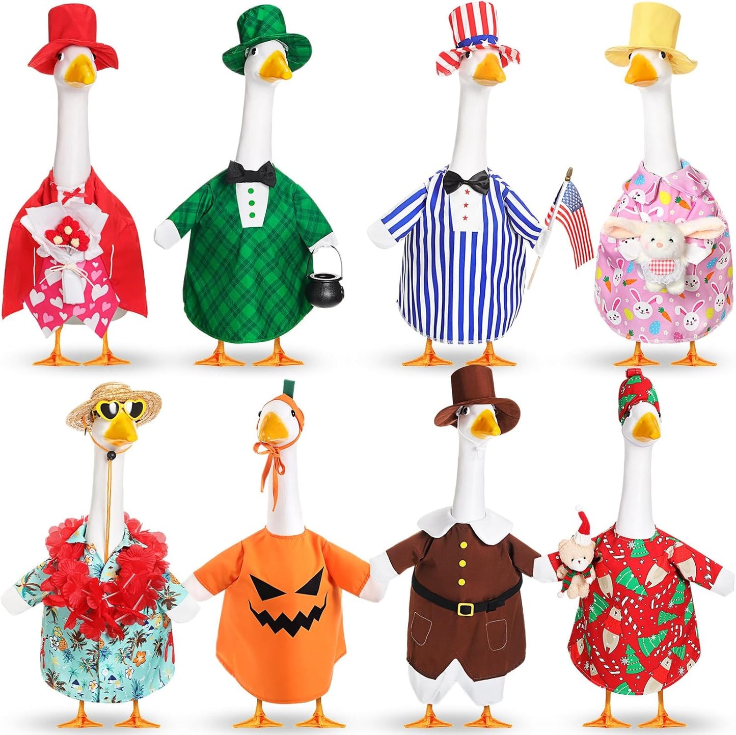 8 Set Seasonal Holiday Goose Outfits for Year-Round Fun