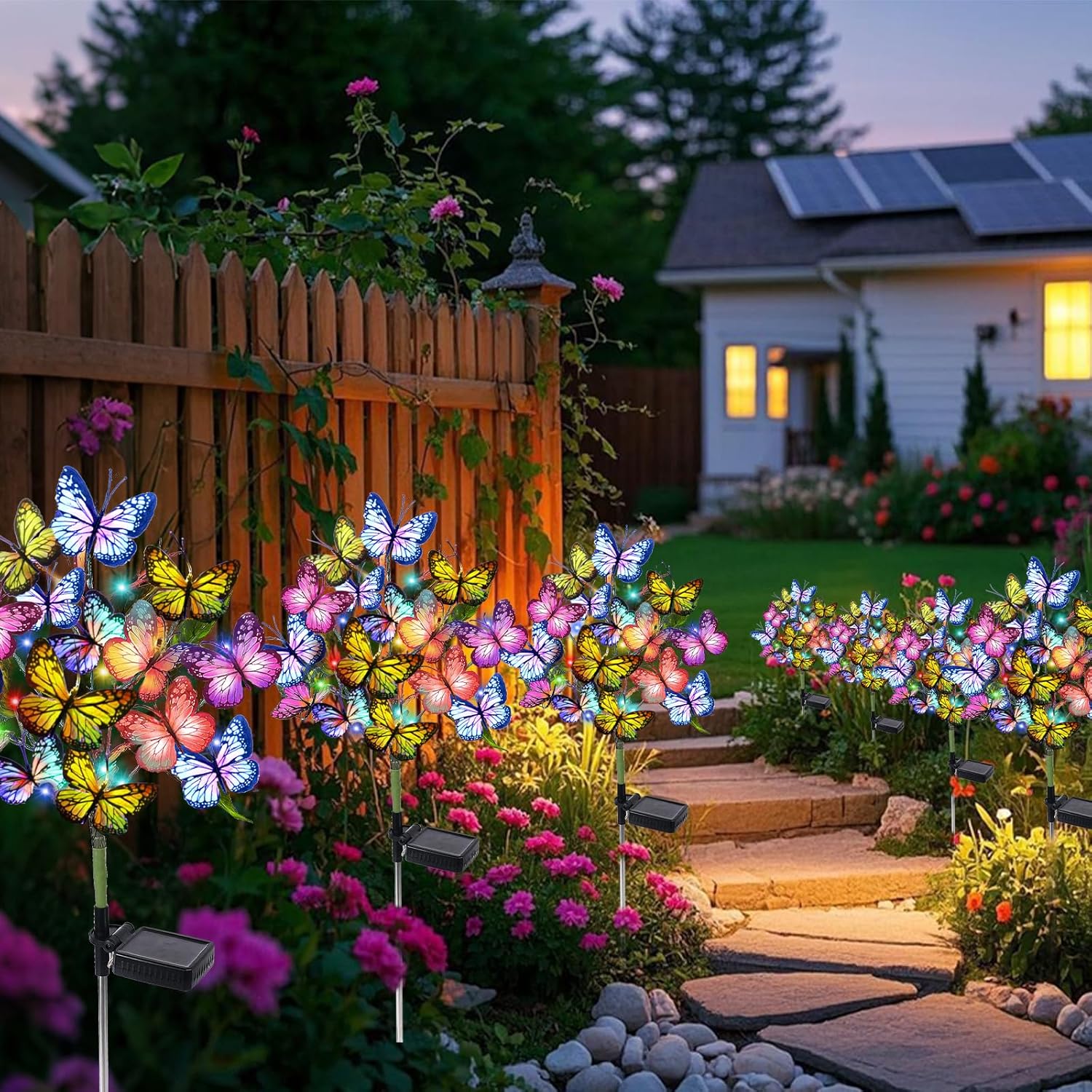 Butterfly Solar Garden Lights Outdoor Waterproof 8 Pack Decor
