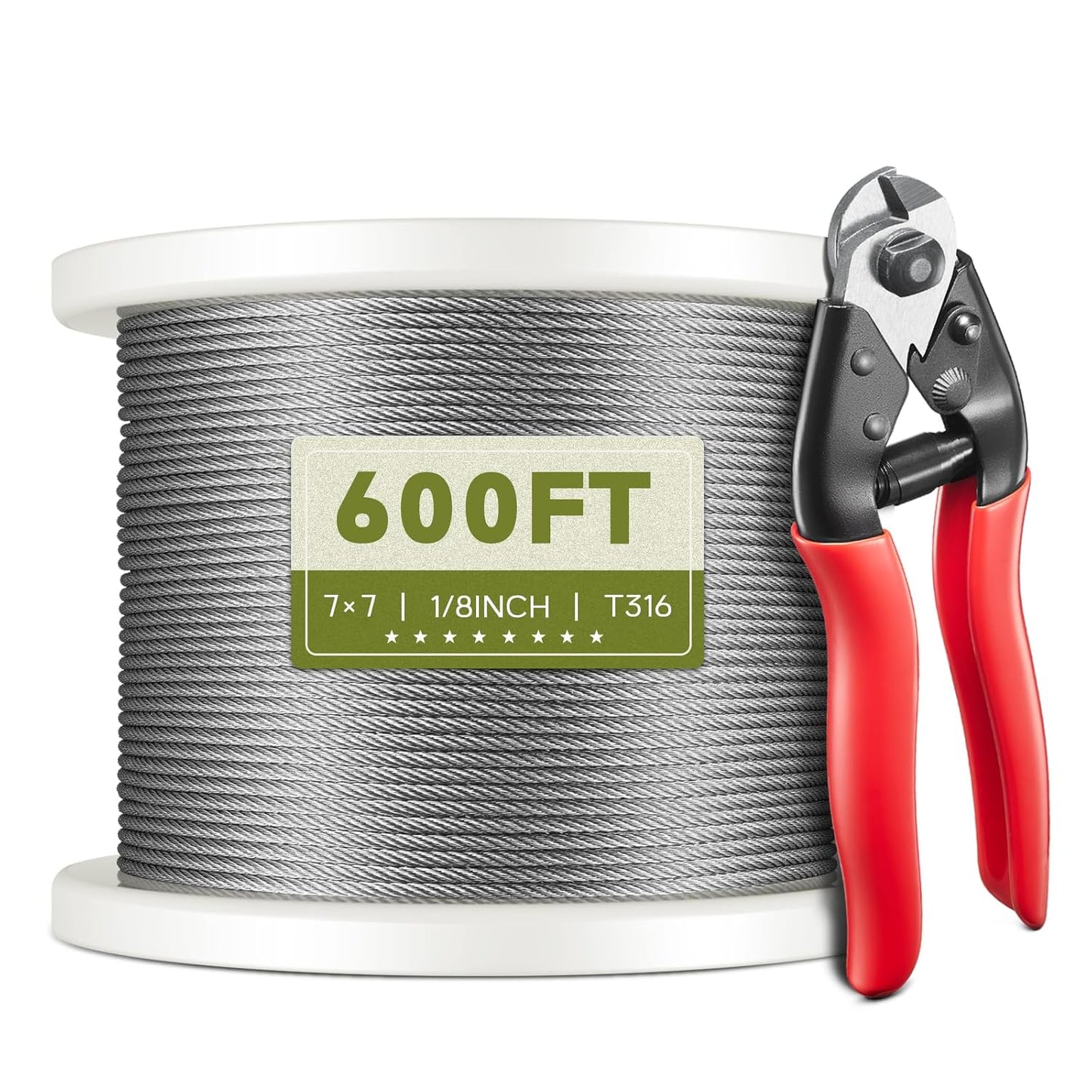 600FT 1/8in T316 Stainless Steel Cable for Deck Railing Kits