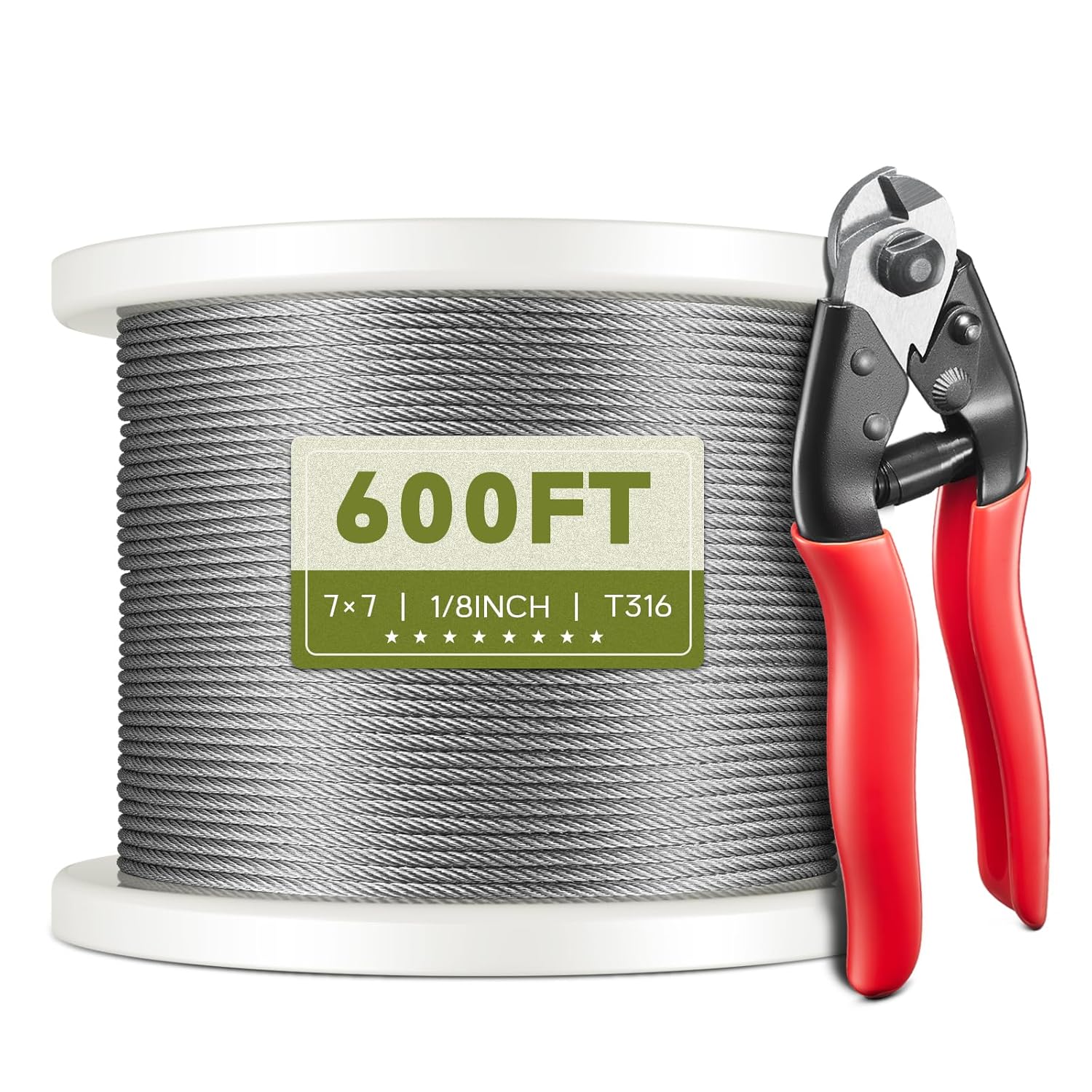 600FT 1/8in T316 Stainless Steel Cable for Deck Railing Kits