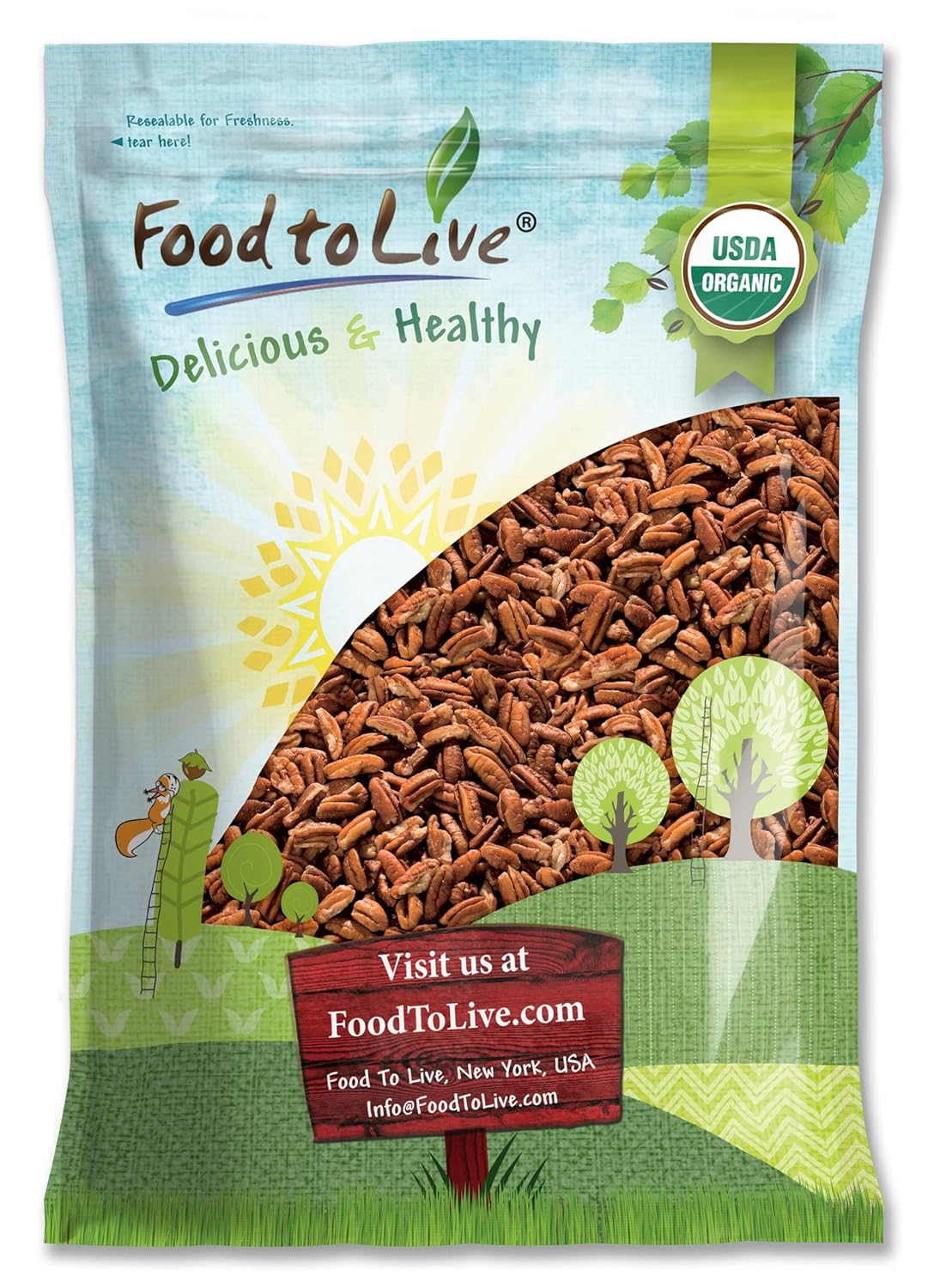 Organic Pecan Pieces for Baking and Snacking - 6 Pounds