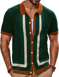 Mens Polo Shirts Vintage Striped Button Down - Classic Fit