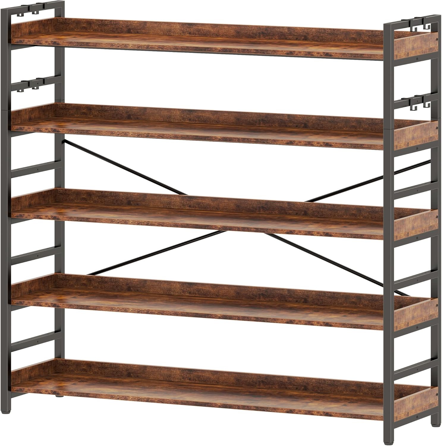 Adjustable Industrial 5 Tier Bookshelf for Home Office Storage