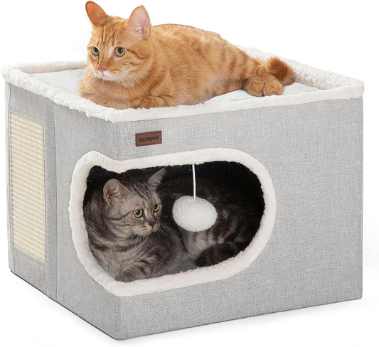 Cozy Hideaway Cube Bed for Cats by Garnpet