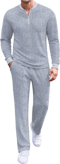 Mens 2 Piece Tracksuit Set Quarter Zip Polo - Lightweight Comfort