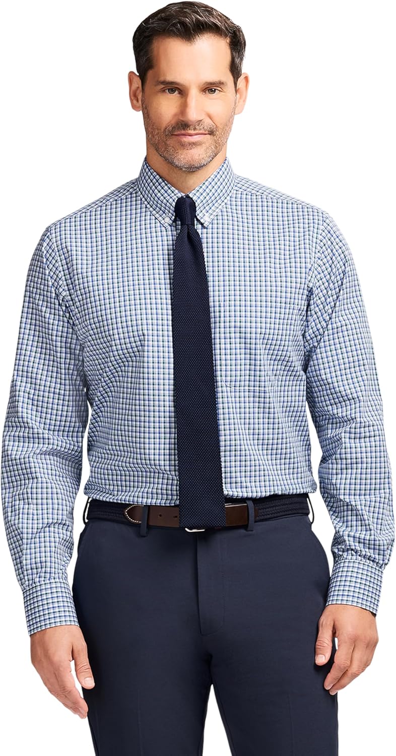 IZOD Men's Dress Shirt Regular Fit Long Sleeve Wrinkle Free