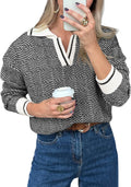 Saodimallsu Womens Fall V Neck Knit Sweater - Cozy Color Block