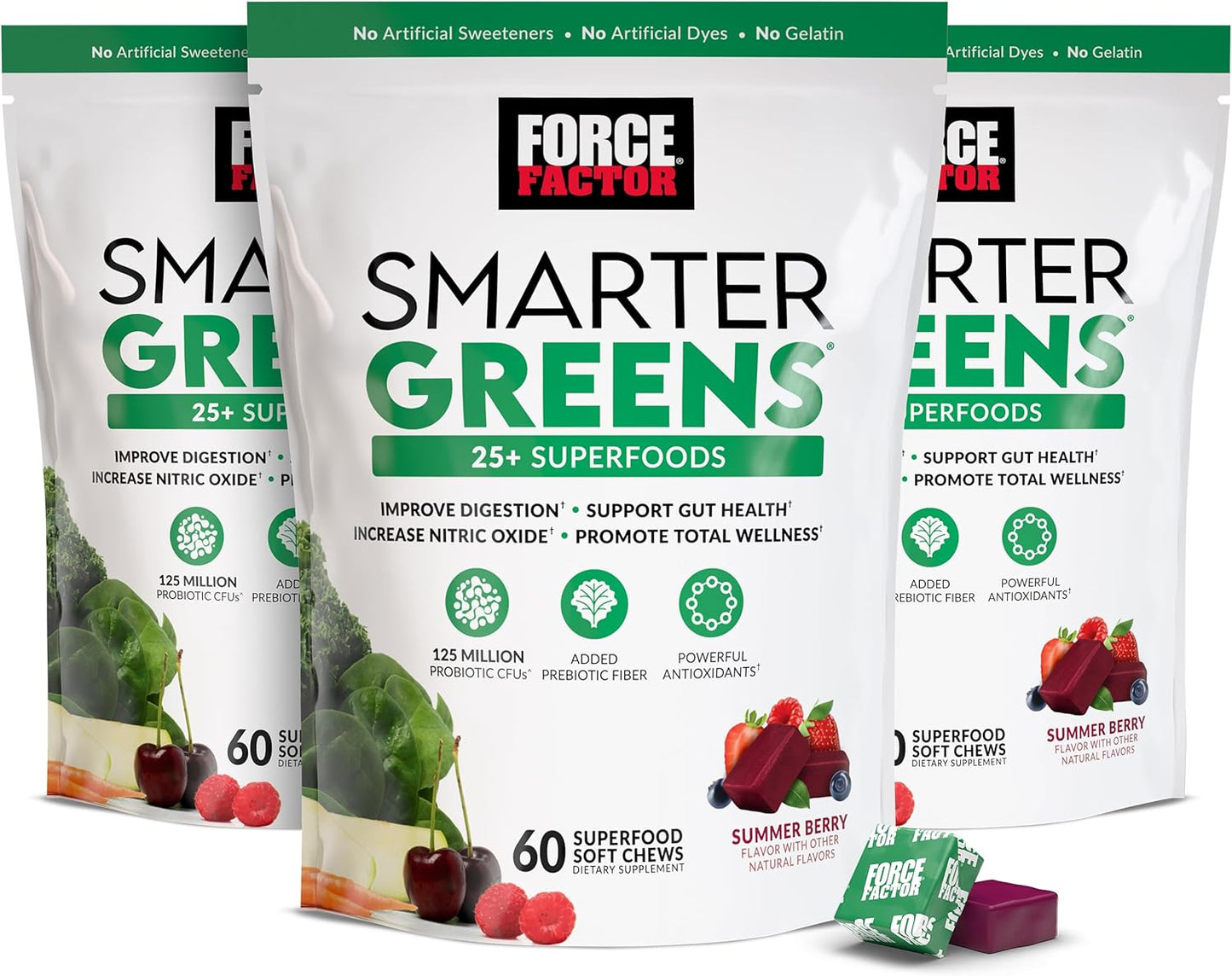 FORCE FACTOR Smarter Greens Superfood Chews for Energy Boost