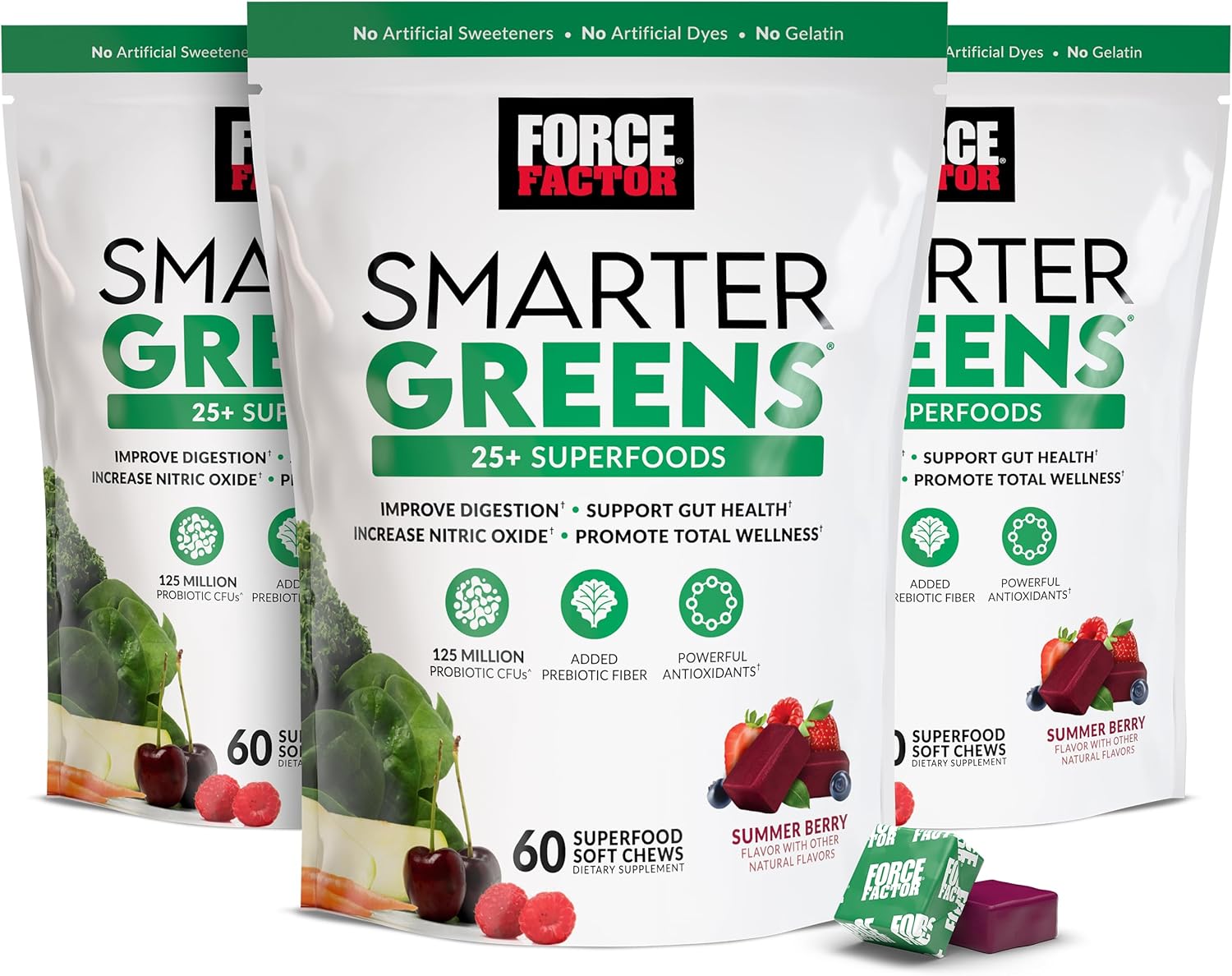 FORCE FACTOR Smarter Greens Superfood Chews for Energy Boost