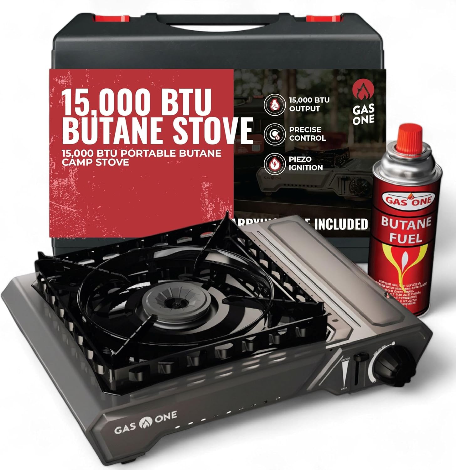 GasOne 15,000 BTU Portable Butane Camping Stove for Outdoor Use