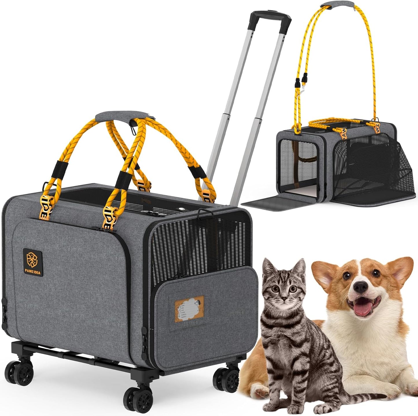 Expandable Pet Carrier with Wheels for Cats and Dogs Travel