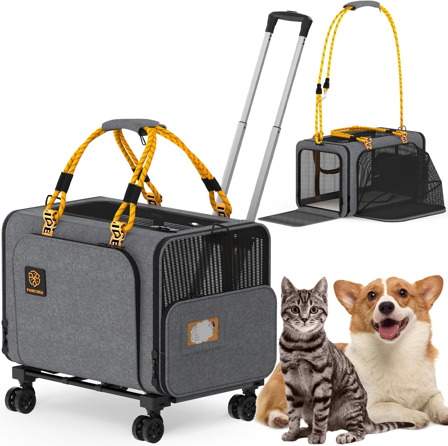 Expandable Pet Carrier with Wheels for Cats and Dogs Travel