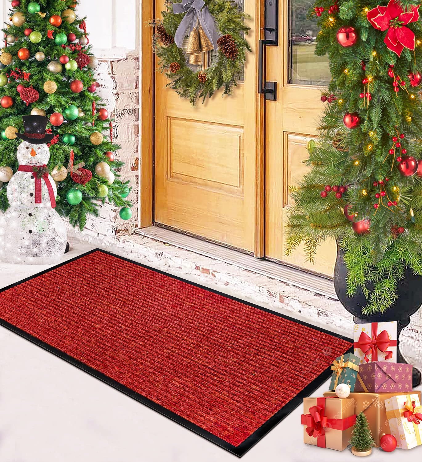 LuxUrux Durable Rubber Door Mat - Heavy Duty Indoor/Outdoor Use
