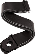 Locking Leather Guitar Strap - Secure Adjustable Black Strap