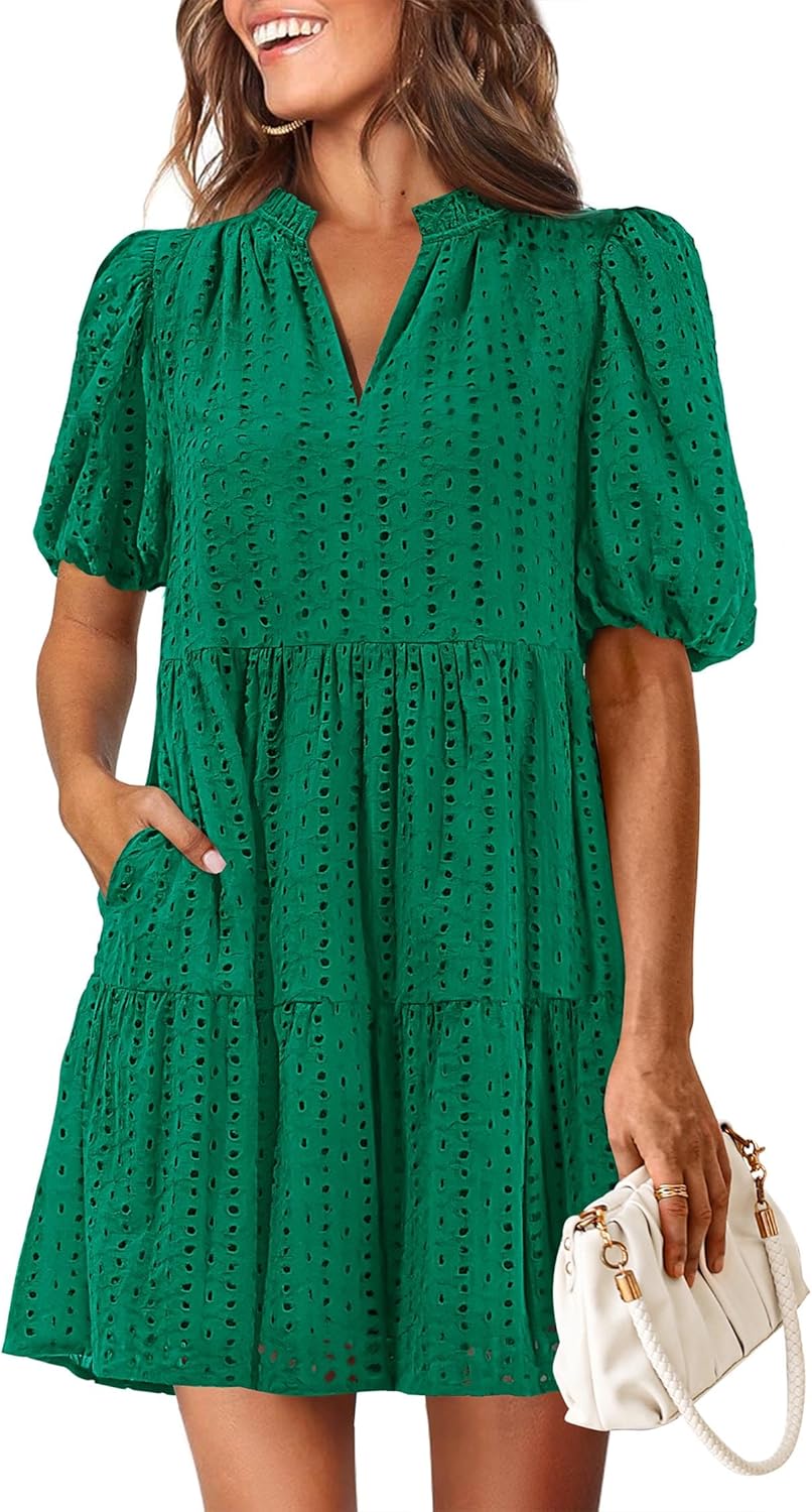 KIRUNDO Eyelet Summer Dresses for Women with Pockets 2025